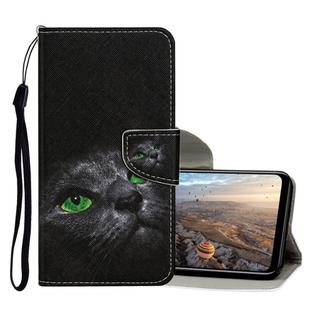 For Huawei P smart (2020) Colored Drawing Pattern Horizontal Flip Leather Case with Holder & Card Slots & Wallet(Black Cat)