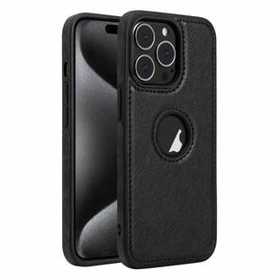 For iPhone 15 Pro Max Leather Texture Stitching Phone Case(Black)