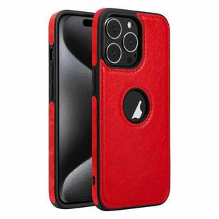 For iPhone 15 Pro Max Leather Texture Stitching Phone Case(Red)