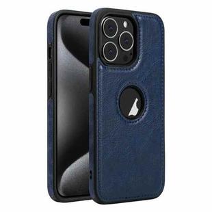 For iPhone 15 Pro Max Leather Texture Stitching Phone Case(Blue)