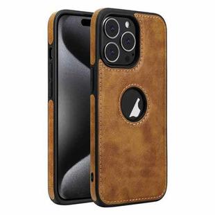 For iPhone 15 Pro Max Leather Texture Stitching Phone Case(Brown)