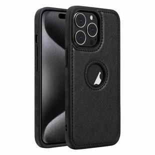 For iPhone 15 Pro Leather Texture Stitching Phone Case(Black)