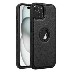 For iPhone 15 Leather Texture Stitching Phone Case(Black)