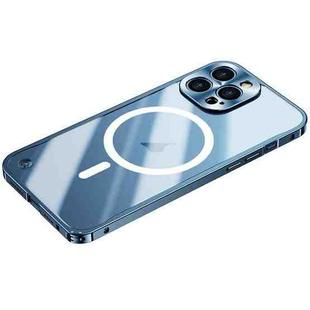 For iPhone 15 Pro Max Metal Frame Frosted PC Shockproof MagSafe Case(Ocean Blue)