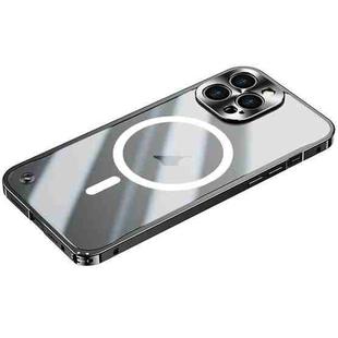 For iPhone 15 Pro Metal Frame Frosted PC Shockproof MagSafe Case(Black)