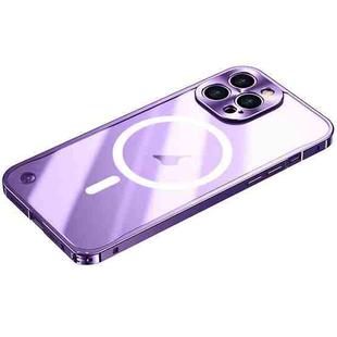 For iPhone 15 Pro Metal Frame Frosted PC Shockproof MagSafe Case(Purple)