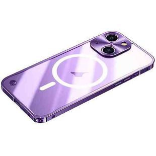 For iPhone 15 Plus Metal Frame Frosted PC Shockproof MagSafe Case(Purple)