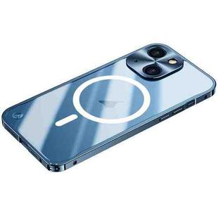 For iPhone 15 Metal Frame Frosted PC Shockproof MagSafe Case(Ocean Blue)