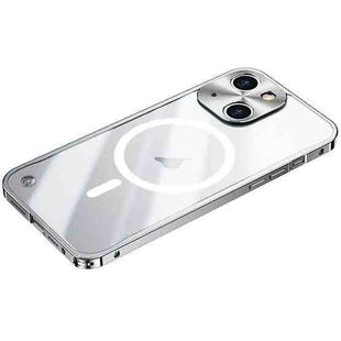 For iPhone 15 Metal Frame Frosted PC Shockproof MagSafe Case(Silver)