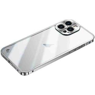 For iPhone 15 Pro Max Metal Frame Frosted PC Shockproof Phone Case(Silver)