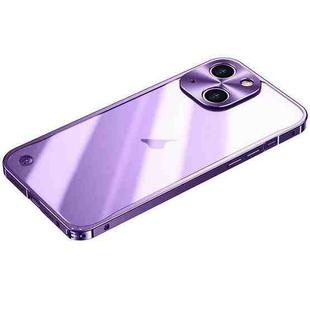 For iPhone 15 Metal Frame Frosted PC Shockproof Phone Case(Purple)