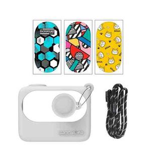 For Insta360 GO 3 Sunnylife Silicone Case Stickers Skin Wrap Lens Cover with Neck Strap(White)