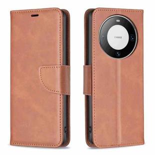 For Huawei Mate 60 Pro/Mate 60 Pro+ Lambskin Texture Pure Color Flip Leather Phone Case(Brown)