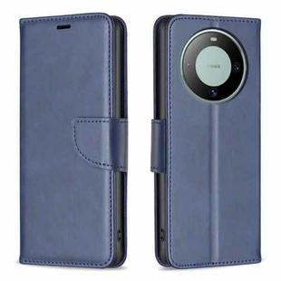 For Huawei Mate 60 Lambskin Texture Pure Color Flip Leather Phone Case(Blue)