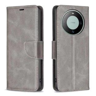 For Huawei Mate 60 Lambskin Texture Pure Color Flip Leather Phone Case(Grey)