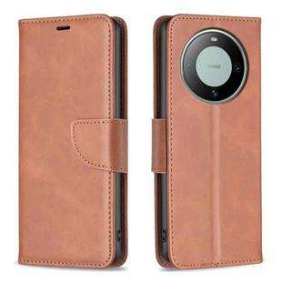 For Huawei Mate 60 Lambskin Texture Pure Color Flip Leather Phone Case(Brown)
