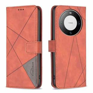 For Huawei Mate 60 Pro/Mate 60 Pro+ Magnetic Buckle Rhombus Texture Leather Phone Case(Brown)