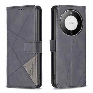 For Huawei Mate 60 Pro/Mate 60 Pro+ Magnetic Buckle Rhombus Texture Leather Phone Case(Black)