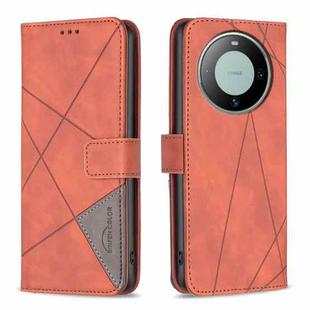 For Huawei Mate 60 Magnetic Buckle Rhombus Texture Leather Phone Case(Brown)