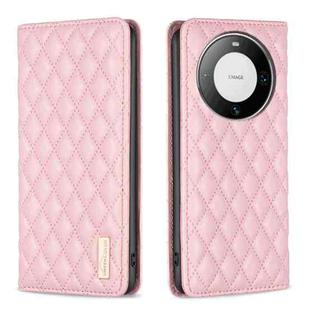 For Huawei Mate 60 Pro/Mate 60 Pro+ Diamond Lattice Magnetic Leather Flip Phone Case(Pink)