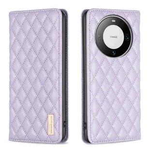 For Huawei Mate 60 Pro/Mate 60 Pro+ Diamond Lattice Magnetic Leather Flip Phone Case(Purple)