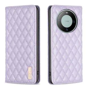 For Huawei Mate 60 Diamond Lattice Magnetic Leather Flip Phone Case(Purple)