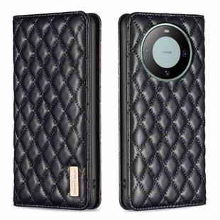 For Huawei Mate 60 Diamond Lattice Magnetic Leather Flip Phone Case(Black)
