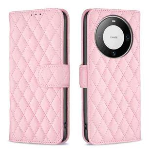 For Huawei Mate 60 Pro/Mate 60 Pro+ Diamond Lattice Wallet Flip Leather Phone Case(Pink)