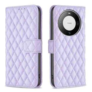For Huawei Mate 60 Pro/Mate 60 Pro+ Diamond Lattice Wallet Flip Leather Phone Case(Purple)