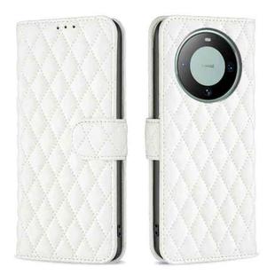 For Huawei Mate 60 Diamond Lattice Wallet Flip Leather Phone Case(White)