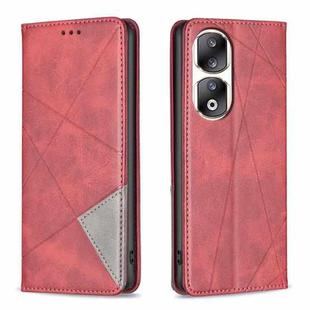 For Honor 90 Pro Rhombus Texture Magnetic Leather Phone Case(Red)