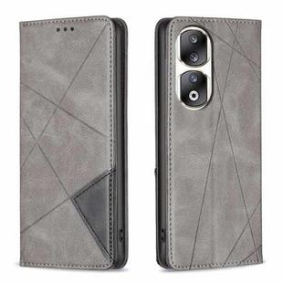 For Honor 90 Pro Rhombus Texture Magnetic Leather Phone Case(Grey)