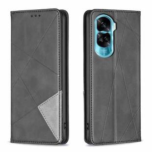 For Honor 90 Lite/X50i Rhombus Texture Magnetic Leather Phone Case(Black)