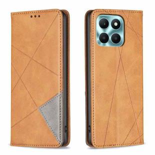 For Honor X6a Rhombus Texture Magnetic Leather Phone Case(Yellow)