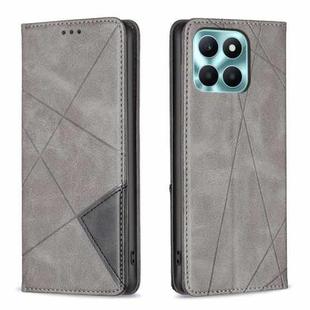 For Honor X6a Rhombus Texture Magnetic Leather Phone Case(Grey)