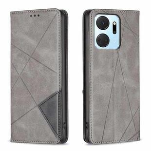 For Honor X7A Rhombus Texture Magnetic Leather Phone Case(Grey)