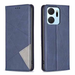 For Honor X7A Rhombus Texture Magnetic Leather Phone Case(Blue)