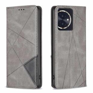 For Honor 100 Rhombus Texture Magnetic Leather Phone Case(Grey)