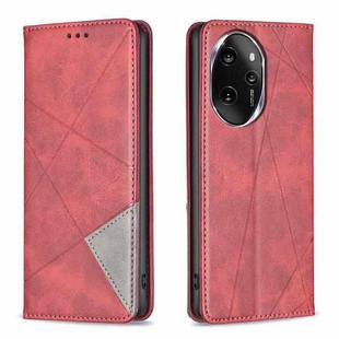 For Honor 100 Pro Rhombus Texture Magnetic Leather Phone Case(Red)