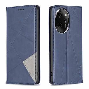 For Honor 100 Pro Rhombus Texture Magnetic Leather Phone Case(Blue)