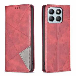 For Honor X8b Rhombus Texture Magnetic Leather Phone Case(Red)