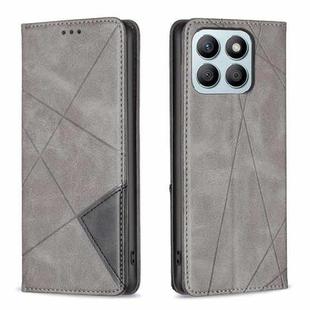 For Honor X8b Rhombus Texture Magnetic Leather Phone Case(Grey)