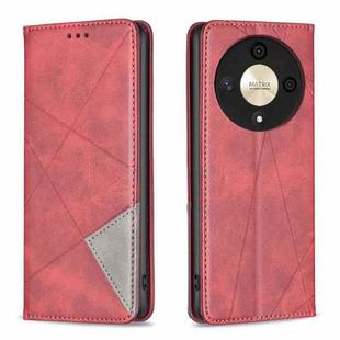 For Honor X9b/Magic6 Lite 5G Rhombus Texture Magnetic Leather Phone Case(Red)