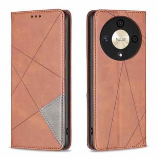 For Honor X9b/Magic6 Lite 5G Rhombus Texture Magnetic Leather Phone Case(Brown)