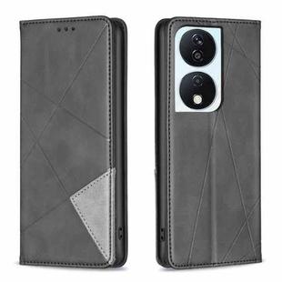 For Honor X7b Rhombus Texture Magnetic Leather Phone Case(Black)