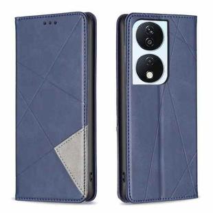 For Honor X7b Rhombus Texture Magnetic Leather Phone Case(Blue)