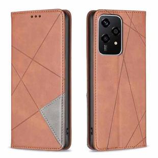 For Honor 200 Lite Rhombus Texture Magnetic Leather Phone Case(Brown)