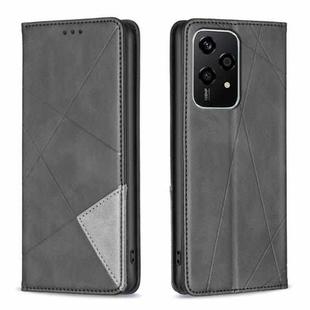 For Honor 200 Lite Rhombus Texture Magnetic Leather Phone Case(Black)