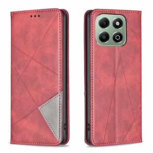 For Honor X6b Rhombus Texture Magnetic Leather Phone Case(Red)