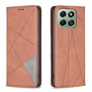 For Honor X6b Rhombus Texture Magnetic Leather Phone Case(Brown)